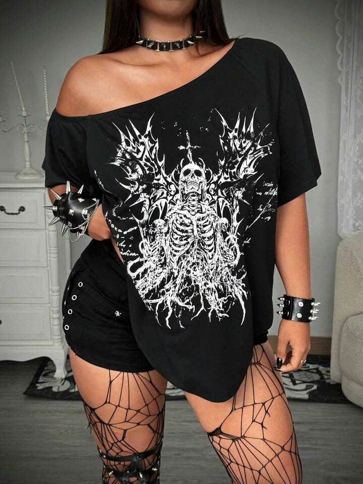 Punk Skull Asymmetrical Tee 12081
