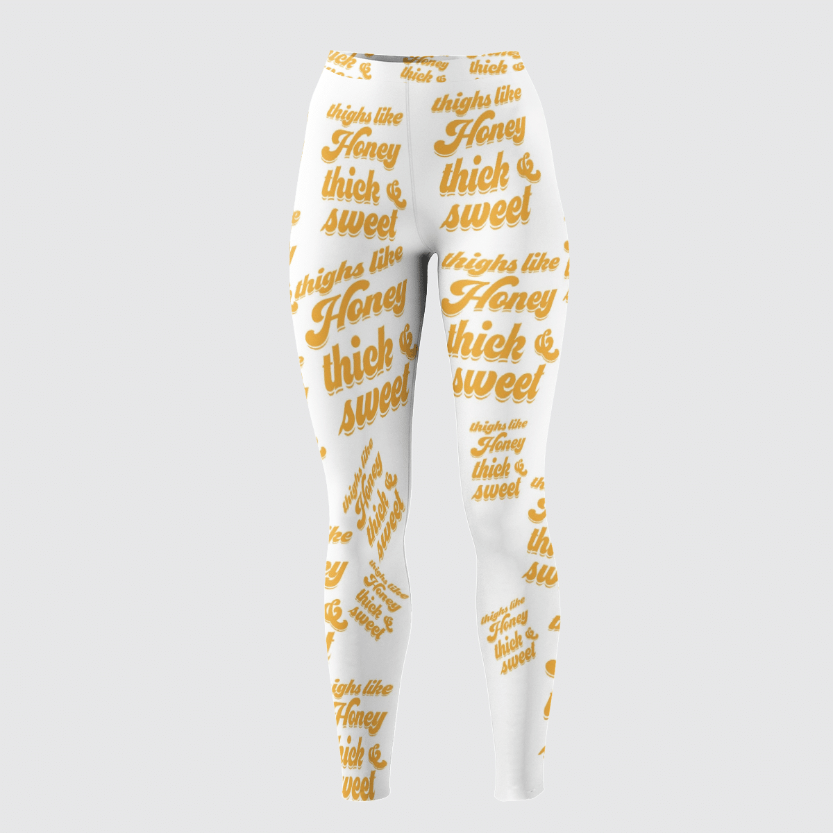 THIGHS LIKE HONEY THICK &amp; SWEET WHITE LEGGINGS