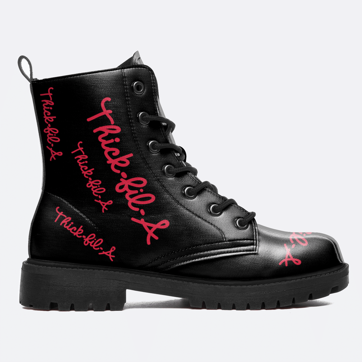 THICK FIL A BLACK LEATHER BOOTS