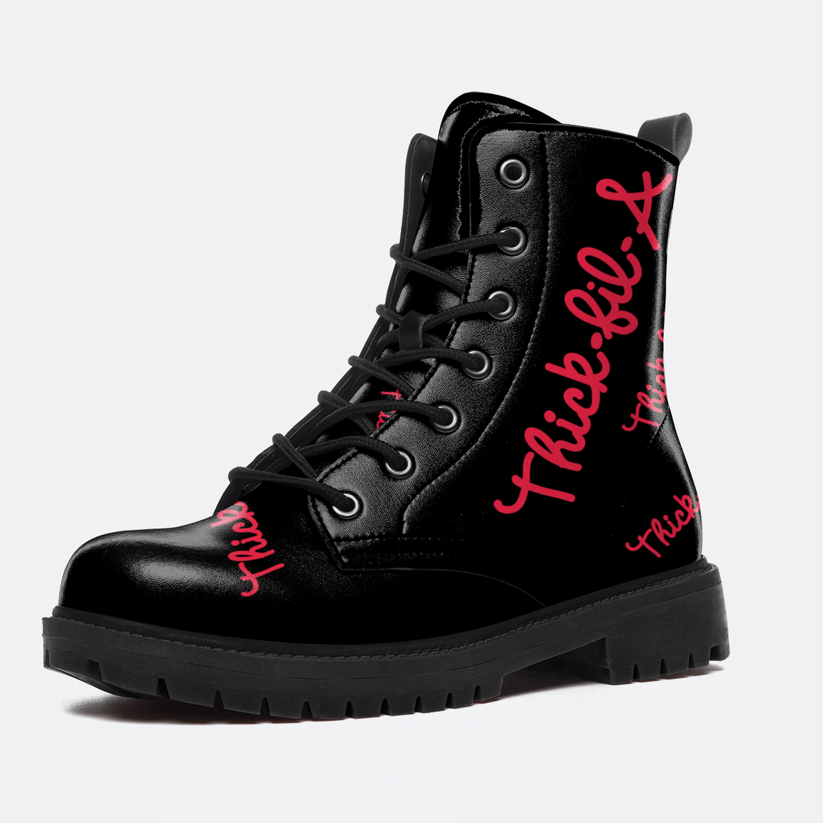 THICK FIL A BLACK LEATHER BOOTS