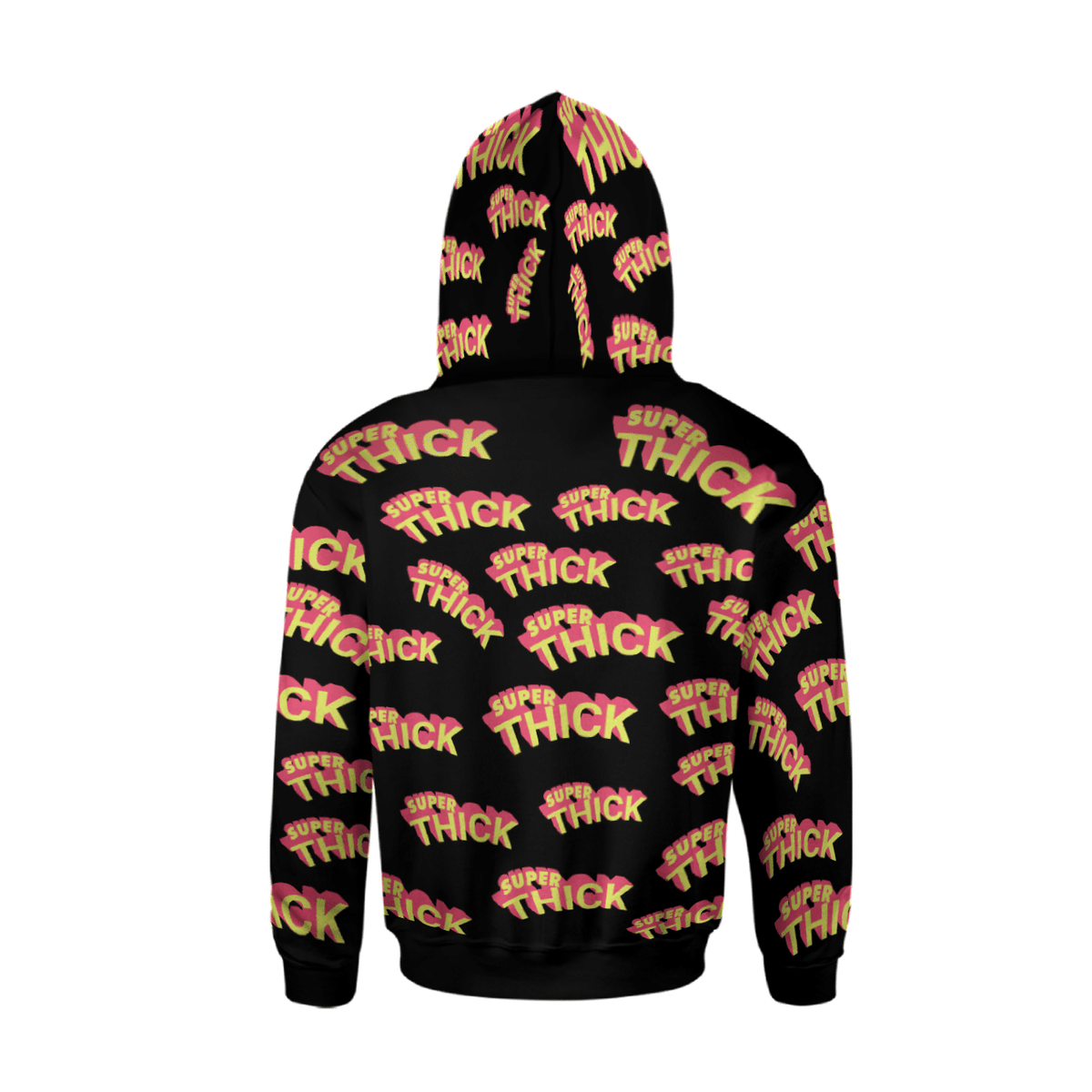 SUPER THICK BLACK FULL AOP MULTI PIECE HOODIE