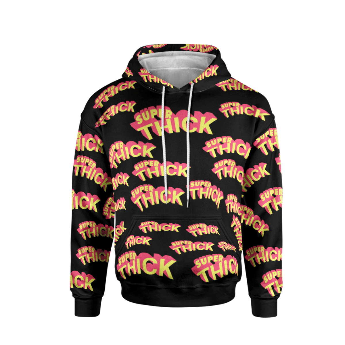 SUPER THICK BLACK FULL AOP MULTI PIECE HOODIE