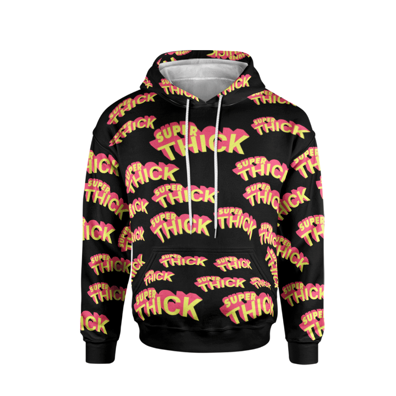 SUPER THICK BLACK FULL AOP MULTI PIECE HOODIE
