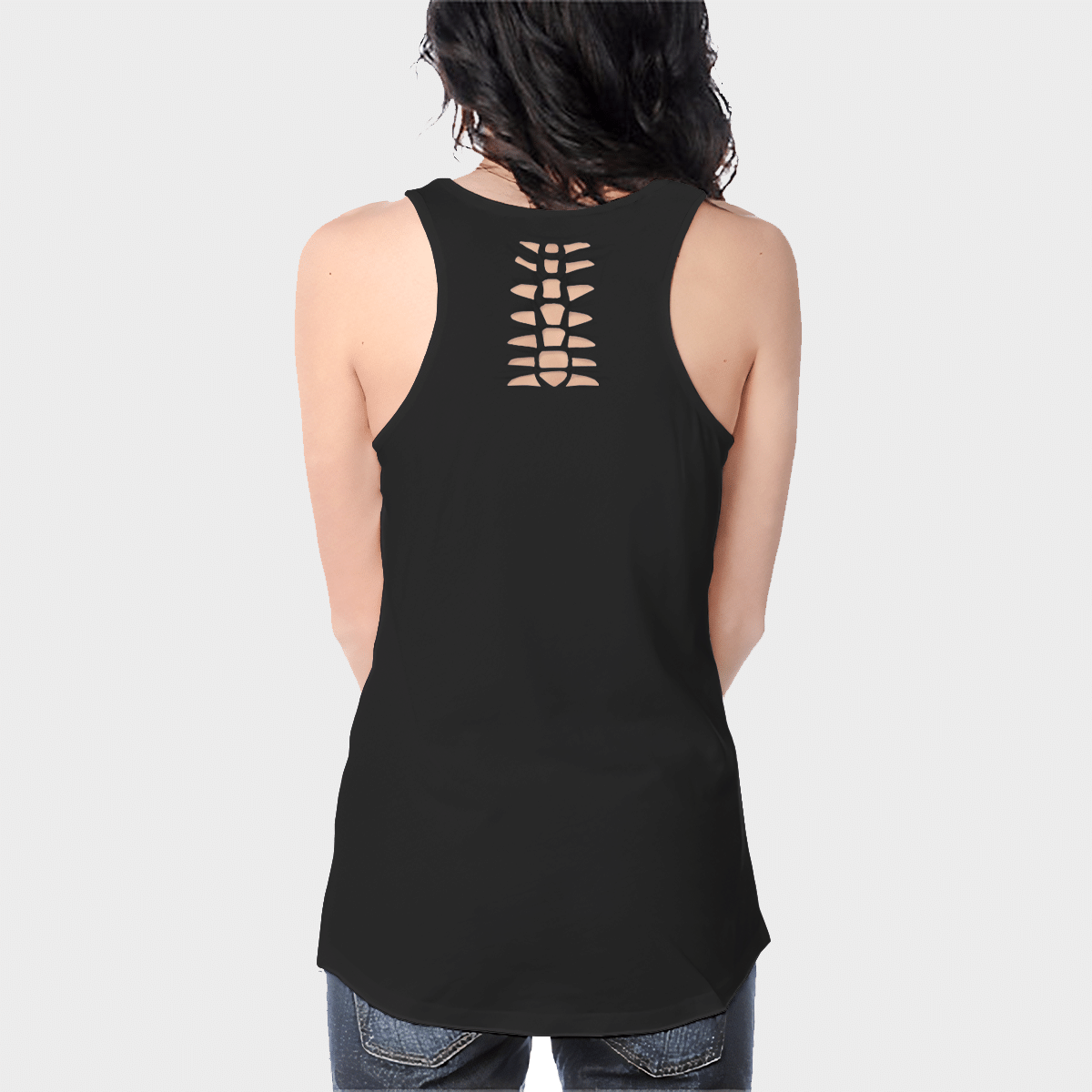 SUPER THICK BLACK FULL HOLLOW OUT TANK TOP