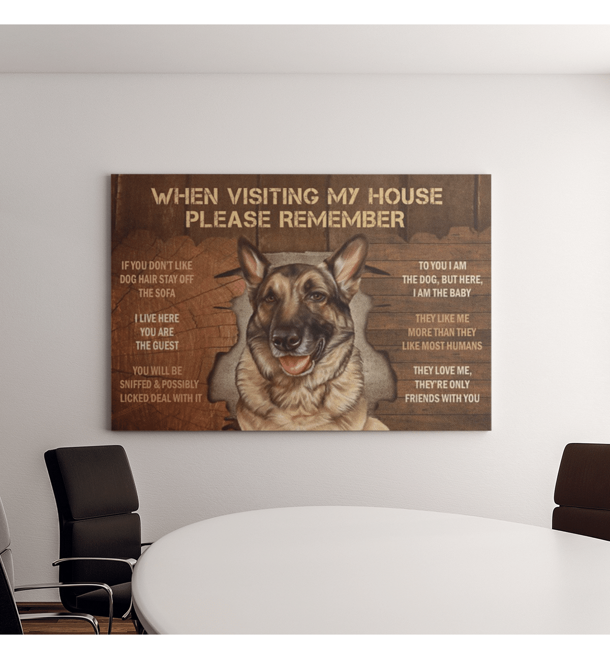 WHEN VISITING MY HOUSE PLEASE REMEMBER DOG LANDSCAPE CANVAS