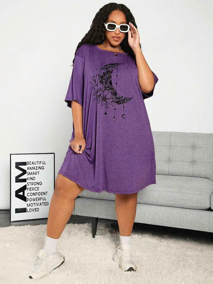 Tee With Floral And Moon Print 13081