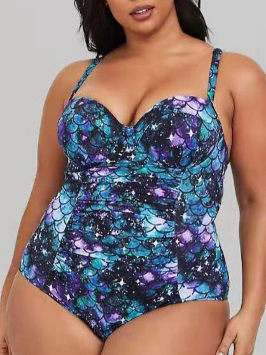 Cross Strap Tie-dye One-piece Swimsuit 13061