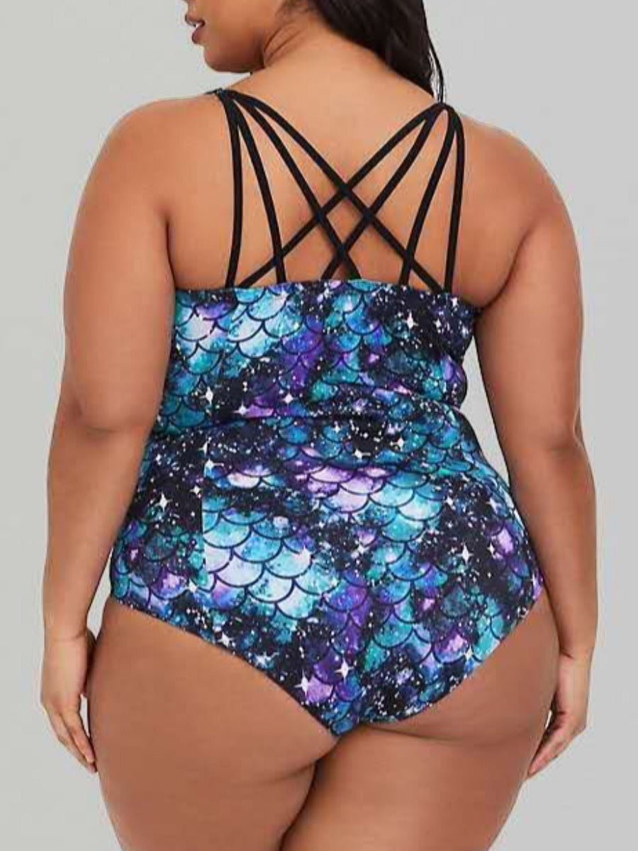 Cross Strap Tie-dye One-piece Swimsuit 13061