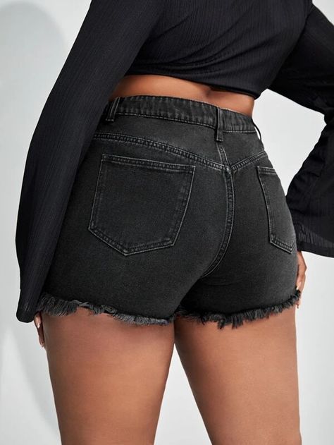 Ripped Raw Cut Denim Shorts (Size US12 - US20)