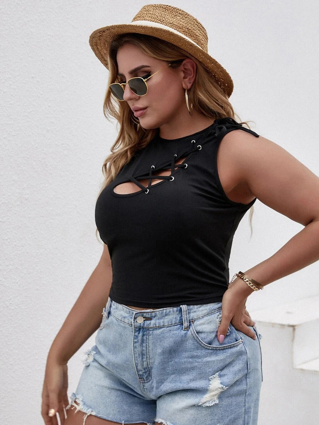 (Buy 1 Get 1 FREE) Plus Size Off Shoulder Top + Plus Size Crop Top (Pack of 2)