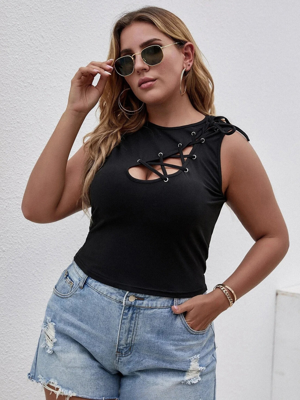 (Buy 1 Get 1 FREE) Plus Size Off Shoulder Top + Plus Size Crop Top (Pack of 2)