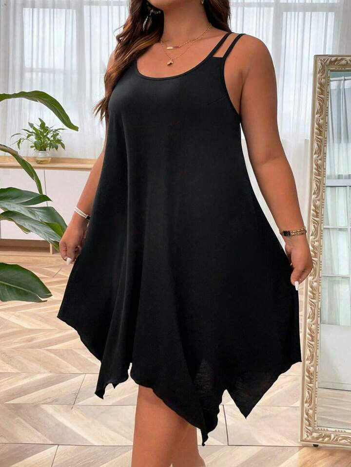 Asymmetrical Hem Spaghetti Strap Dress 16082