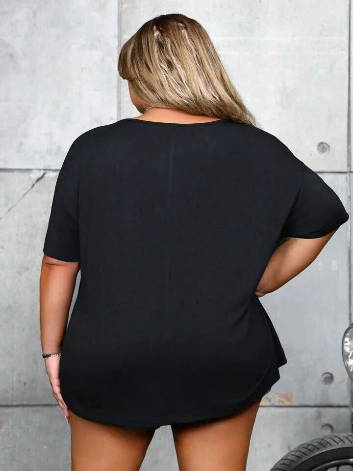 Skeleton & Slogan Print Short Sleeve T-Shirt 4091