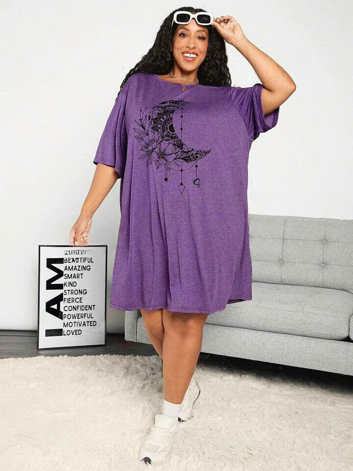 Tee With Floral And Moon Print 13081