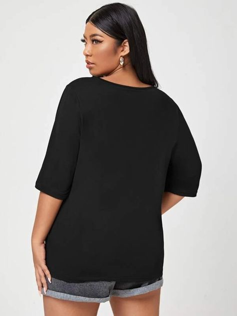 Solid Lace Up Tee (Size US12 - US20)