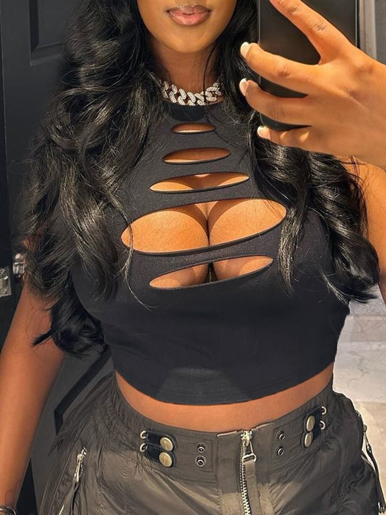 Crop Top Cut Out T-shirt 1068