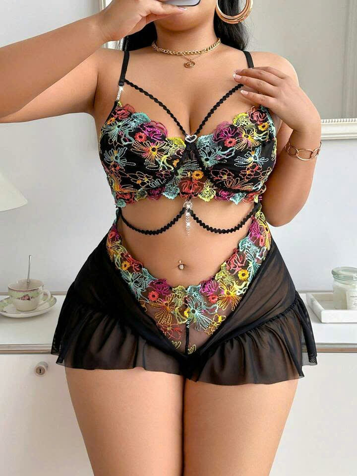 Lace Ruffle Bodysuit 7062