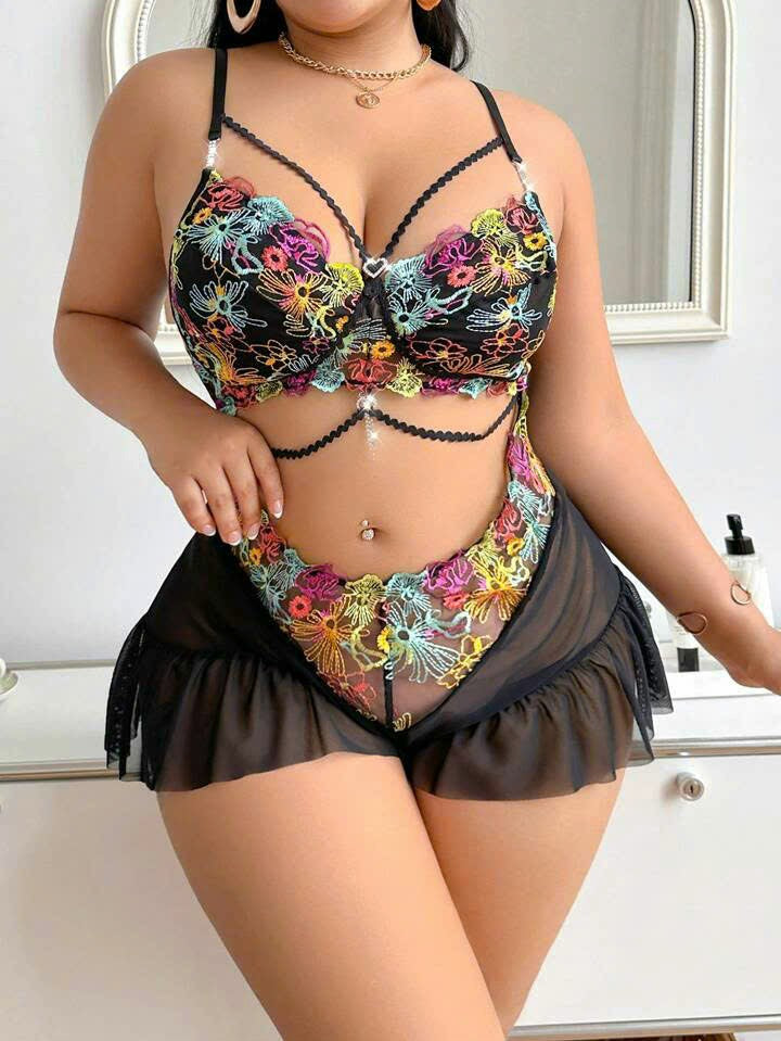 Lace Ruffle Bodysuit 7062