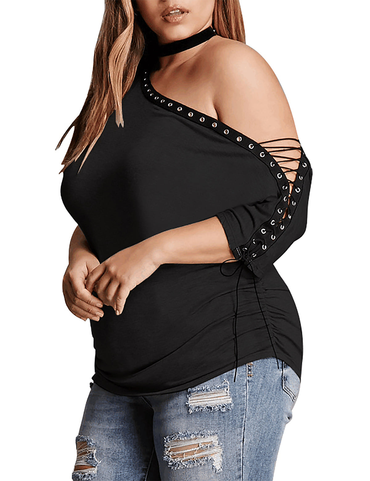(Buy 1 Get 1 FREE) Plus Size Off Shoulder Top + Plus Size Crop Top (Pack of 2)