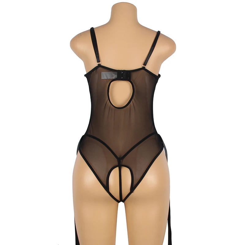 Black Leather Teddy Lingerie 1076
