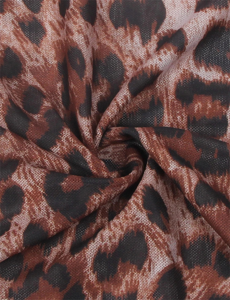 Floral Leopard Splicing Sleepwear Lingerie Set 19082