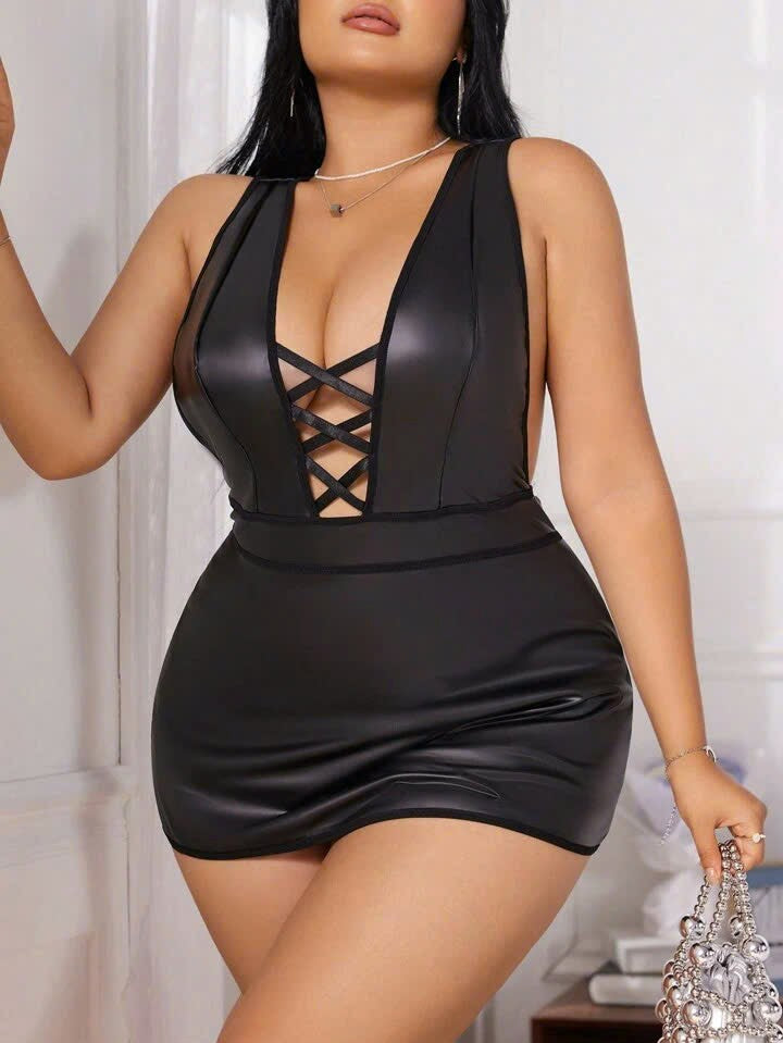 PU Leather Lingerie Dress 19094