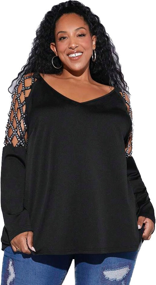 Cut Out Shoulder Tee (Size US22 - US34)