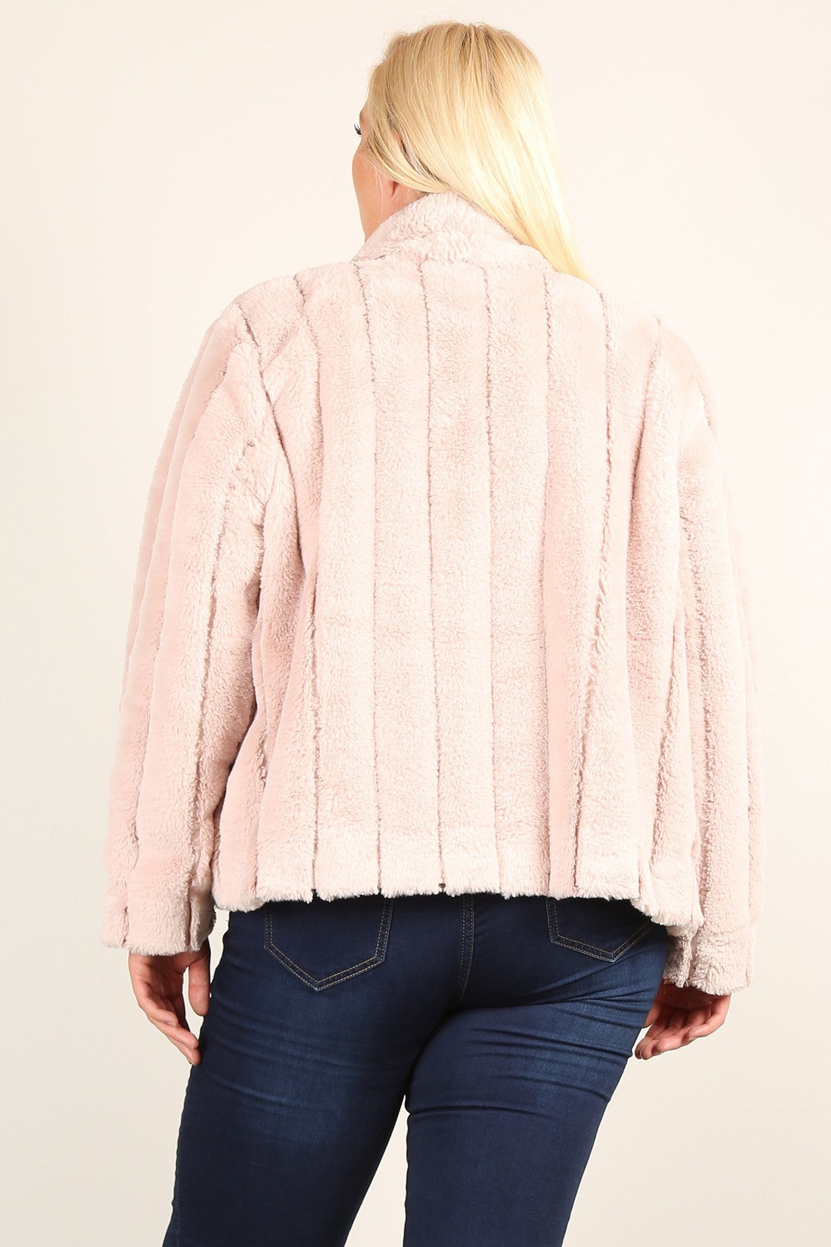 Fancy Faux Fur Jackets With Open Front And Loose Fit