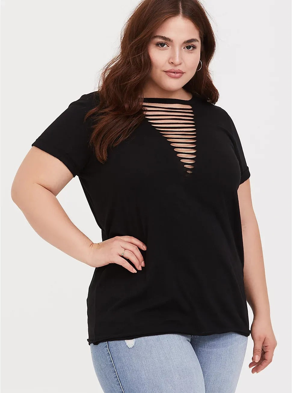 PLUS SIZE LADDER SLASH T - SHIRT CS1062